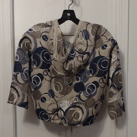 Me & Gee Linen Patterned Button-Up Light Jacket - Picture 6 of 7